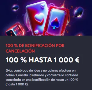 Bono de 1Red por cancelar un retiro, hasta 1.000 EUR