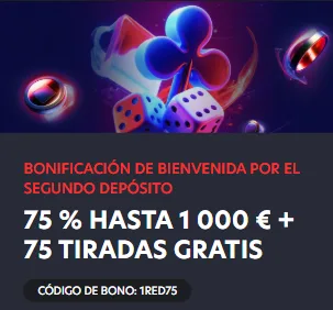 Bono del segundo depósito de 1Red con el código 1RED75