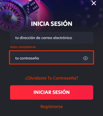 Campo de contraseña con el ícono del ojo al iniciar sesión en 1Red