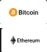 Logos de Bitcoin y Ethereum