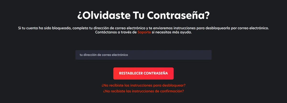 Página ¿Olvidaste tu contraseña? de 1Red con el botón Restablecer contraseña